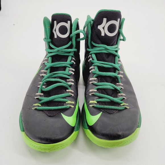 Nike KD V 5 Men Sz 9 Blk /Electric Grn /Pine B Ball Shoes 554988-004 Pre Owned - Picture 2 of 9